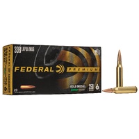 Federal Gold Medal Sierra Matchking 338 Lapua Mag Boat-tail Hollow Point Bullet - 250 Grain 20pk #fgm338lm