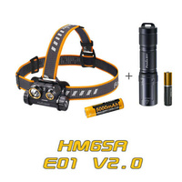 Fenix 1400 Lumen Dual Beam Led Headlamp,  E01 V2 Mini Flashlight Gift Bundle - Usb Type-c Rechargeable Batteries Included #hm65r + E01 V2.0