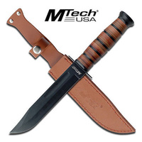 Mtech Leather Handle Fixed Knife #k-mt-122
