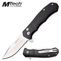 Mtech Ball Bearing Pocket Knife - Black Anodized Aluminum Handle With Button Lock #k-Mt-1118Bk