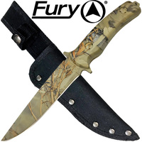 Fury Woodland Style Camo Hunting Knife W Sheath - 240Mm Overall #75582