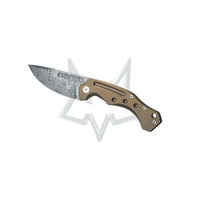 Fox Damascus Drop Point Blade Folding Knife - Desert 8.54 Inches Overall #fox-fx-521drb