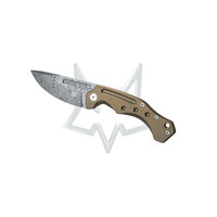Fox Damascus Drop Point Blade Folding Knife - Desert 8.54 Inches Overall #fox-Fx-521Drb