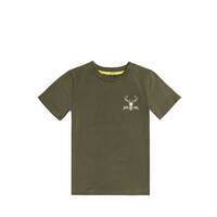 Hunters Element Outdoor Red Stag Premium Crew Neck Tee Kids - Khaki #ki