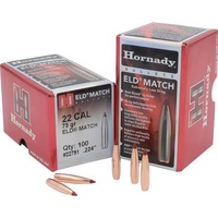 Hornady 22791 Match Bullets 224 Cal 75 Grain 100 Pack