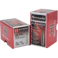 Hornady 22831 Match Bullets 22 Cal 80 Grain Eld 100 Pack