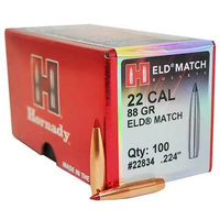 Hornady 22834 Eld-M Match Bullets .224 88 Grain 100 Pack