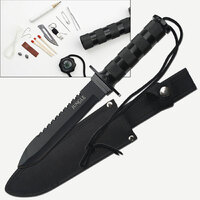 Jungle Master 11.25 Inch Survival Serrated Blade Knife - W Survival Kit # Jm-013