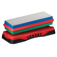 Lansky Double Sided Diamond Benchstone Medium Fine - Green Blue Non-slip Base #ldb2860