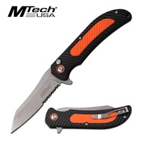 Mtech Manual 8" Folding Knife - Tanto Fine/serrated Edge Blade #mt-1041or