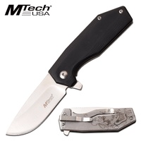 Mtech Drop Point Fine Edge Blade Folding Knife - 6 Inches Overall G10 Handle #mt-1160sd
