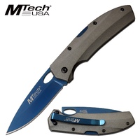 Mtech Drop Point Fine Edge Blade Folding Knife - 7 Inches Overall #mt-1076Gy
