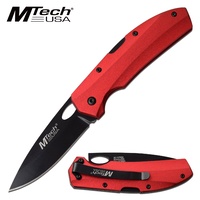 Mtech Drop Point Fine Edge Blade Folding Knife - 7 Inches Overall Red #mt-1076Rd