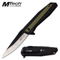 Mtech Drop Point Fine Edge Blade Folding Knife - 8 Inches Overall #mt-1081gn