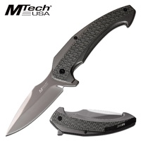 Mtech Spear Point Fine Edge Blade Folding Knife - 8 Inches Overall Grey #mt-1063gy
