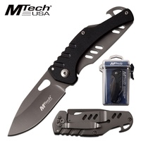 Mtech Drop Point Fine Edge Blade Folding Knife - G10 Handle Bottle Opener #mt-1015gy