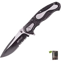 Mtech Tactical Half Serrated Blade Folding Pocket Knife - Stonewash 8 Inch Overall #mt-986S