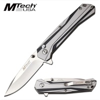 Mtech Drop Point Pocket Manual Folding Knife - Silver 7.75 Inches Overall #mt-1109gy