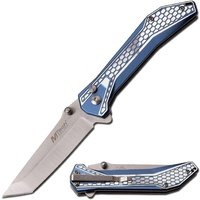 Mtech Tanto Button Locking Folding Knife - Blue 7.75 Inches Overall #mt-1085Ib