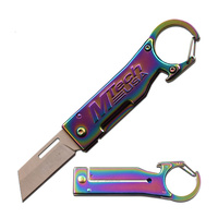 Mtech Olished Rainbow Tinite Coated Folding Pocket Knife Razor - With Carabiner Bottle Opener #mt-1171Rb