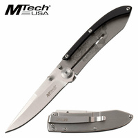 Mtech Drop Point Fine Edge Blade Folding Knife - Black 4" Aluminum Handle #mt-1151Adr