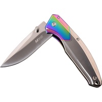 Mtech Drop Point Fine Edge Blade Folding Knife - Rainbow Tinite Coated Handle #mt-1032Rb