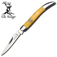 Elk Ridge Straight Back Clip Point Pocket Folding Knife - Delrin Yellow Handle #er-110Y