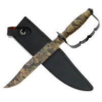 Mtech Serration Fixed Blade Knife Bowie - Camo 15.2 Inch Overall #mt-20-36ca