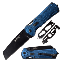 Mtech Sheepsfoot Multi-tool Fine Edge Folding Blade Knife - Blue 8 Inches Overall #mt-1104bl