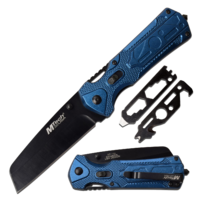 Mtech Sheepsfoot Multi-Tool Fine Edge Folding Blade Knife - Blue 8 Inches Overall #mt-1104Bl