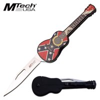 Mtech Guitar Drop Point Folding Knife - Flag 7.8 Inch Overall #mt-1161Cs