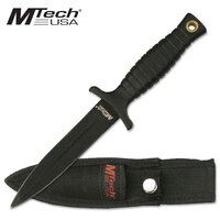 Mtech 7 Inch Tactical Double Edge Fixed Blade Knife - Black W Nylon Sheath #mt-206Bk