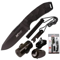 Mtech 8.25 In Black Fixed Blade Knife - With 3 Piece Survival Kit #Mt-pr-009