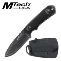 Mtech 4.75 Inch Stonewashed Drop Point Neck Hunting Knife - Black #mt-20-30Bk