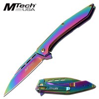 Mtech 7.75 Inch Manual Folding Pocket Knife - Spectrum Finish W Clip #mt1052rb