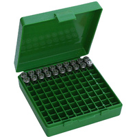 Mtm Pistol 100 Rnds Ammo Box Flip Top 380/9mm Cal - Green #p-100-9-10