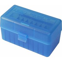 Mtm Case-gard Rifle Ammo Box 50 Round Flip-top 243 Win/308 Win/220 Swift - Clear Blue #rm-50-24