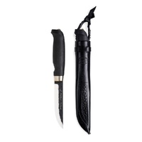 Marttiini 131013 Lynx Black Edition Fixed Blade Knife Forged Carbon Steel Black Birch Handle