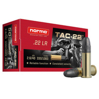 Norma Tac-22 22lr Rimfire Ammunition 40gr Lead Round Nose 50 Pack