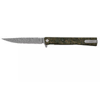 Ocaso Solstice Damascus Bronze 3.5" Folding Knives - Straight Back #o10ifg