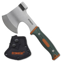 Outdoor Life 9 Inch Camp Axe Clamshell - W Nylon Sheath #ol-axe001ogn