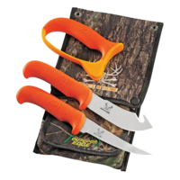 Outdoor Edge Carbide Sharpener Blaze N' Bone Knife 4-piece Combo - Orange Handles #oe-bn-2c