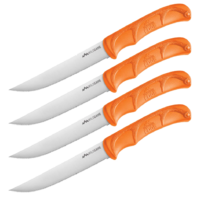 Outdoor Edge Wildgame Micro-serration Steak Knife Set - 4pc Orange 5 Inch Blade #oestb4c