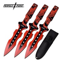 Perfect Point Red Dragon Throwing Knives - 3 Piece Blades Set #pp-122-3Rd