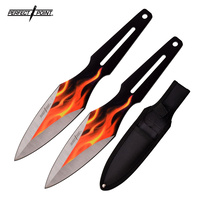 Perfect Point Fire Flame Throwing Knives Orange - Set Of Two Blades #pp-108