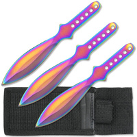 Perfect Point 3pc Throwing Knife Set - Rainbow Titanium #k-rc-001rb