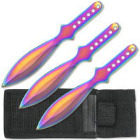 Perfect Point 3Pc Throwing Knife Set - Rainbow Titanium #k-Rc-001Rb