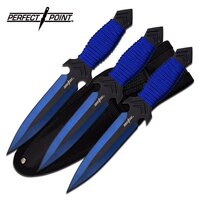 Perfect Point 6.5 Inch Stainless Steel Blades Hunting Throwing Knives - Blue #pp-081-3bl