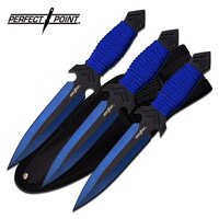 Perfect Point 6.5 Inch Stainless Steel Blades Hunting Throwing Knives - Blue #pp-081-3Bl