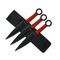 Perfect Point 6.5 Inch Red Cord Throwing Knives W Nylon Sheath - 3pcs #rc-086-3r